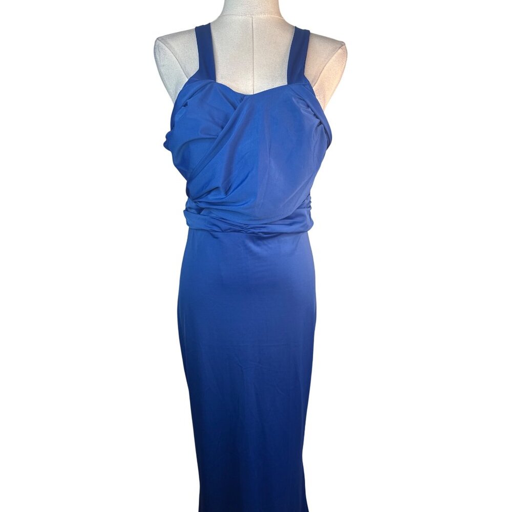 New Miss Ord Royal Blue Large Empire Waist Gown With Crisscross Back - Picture 6 of 13